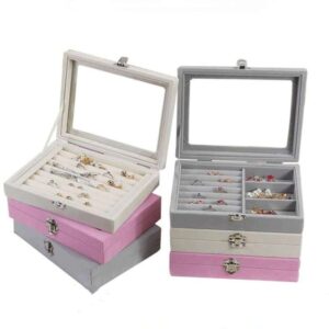 Joyero Organizador de Terciopelo para aretes y Anillos