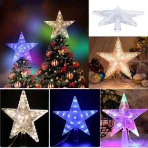 Estrella punta de arbol multicolor 21cm
