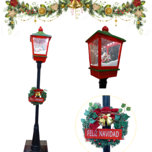 Farol Navideño 190cm Musical con caida de nieve