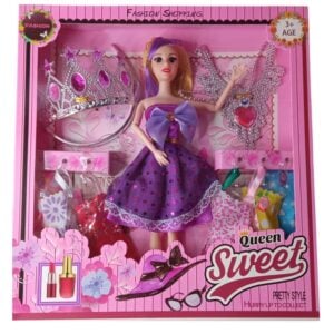 Set de muñeca Barbie con  corona y collar