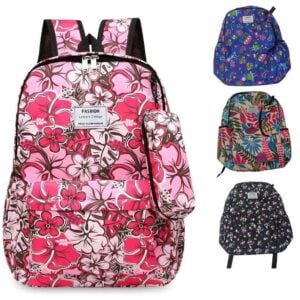 Mochila floreada con cartuchera