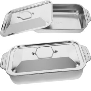 Asadera con tapa Acero Inoxidable bandeja para hornear de 45cm