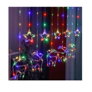Cascada de Luces Led navideñas estrellas con renos 3mts