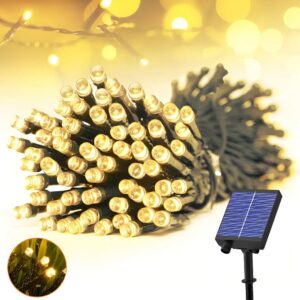 Tira luz Solar 100 LED  10 metros Ambar navideño