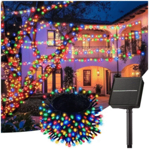 SL01-Tira de 300 Luces Solar LED 30 metros Navideñas Multicolor con Panel Solar navideño