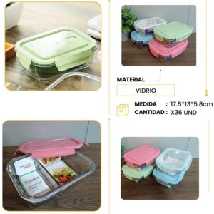 Taper de vidrio con division de 1040ml con tapa