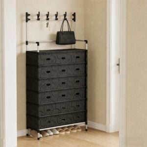 zapatera de cajones de 7 niveles con perchero