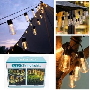 Tira de Luces Led Decorativos con Panel Solar 20 Bombillos