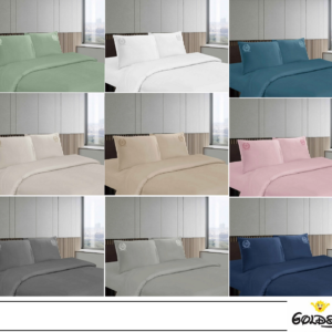 SET DE SÁBANAS 4 PIEZAS COLOR ENTERO MODELO MEDALLON - 2 PLAZAS FULL